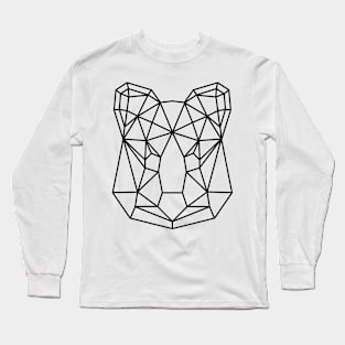 Black Geometric Quokka Line Art Long Sleeve T-Shirt